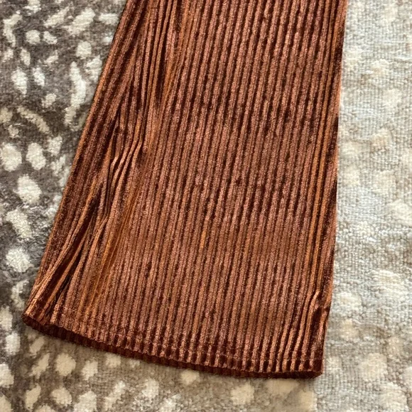 Brown Velvet Kids Flared Pants - Picture 2 of 4
